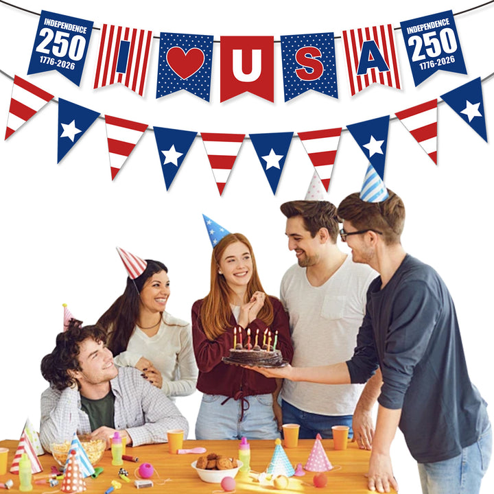 Unisex nan patriotic star and stripe multi-strand bunting garland banner set Bowlift