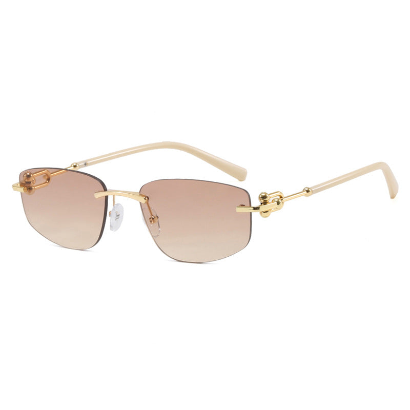 Ladies elegant semi-rimless glasses with luxurious metal frame and transparent lenses Bowlift