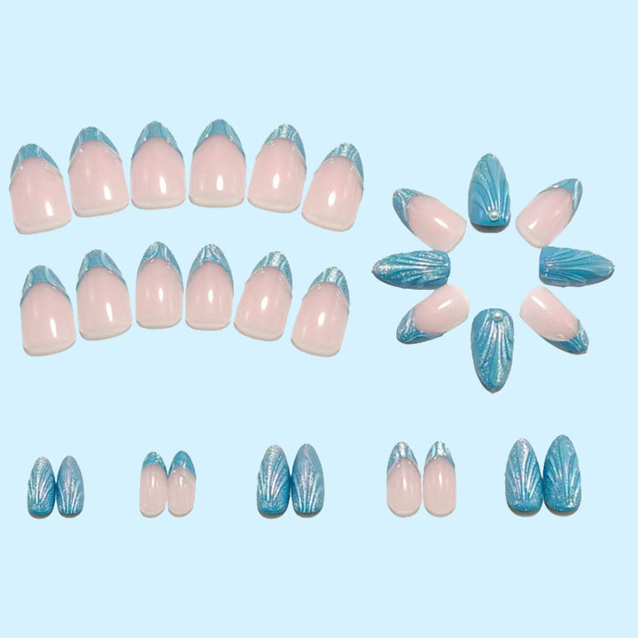 Artificial nails with glitter and wave design Bowlift