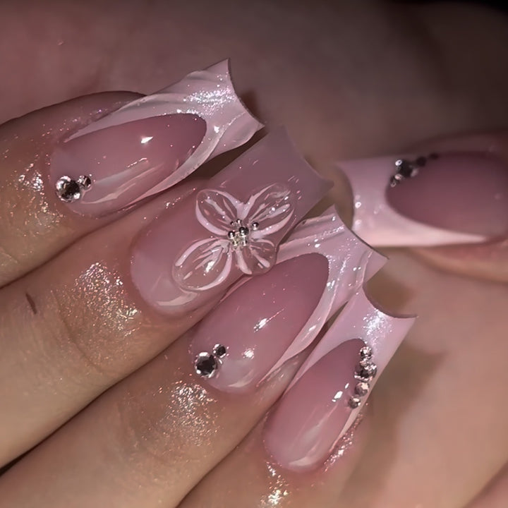 3D Floral Acrylic Nail Extensions Bowlift