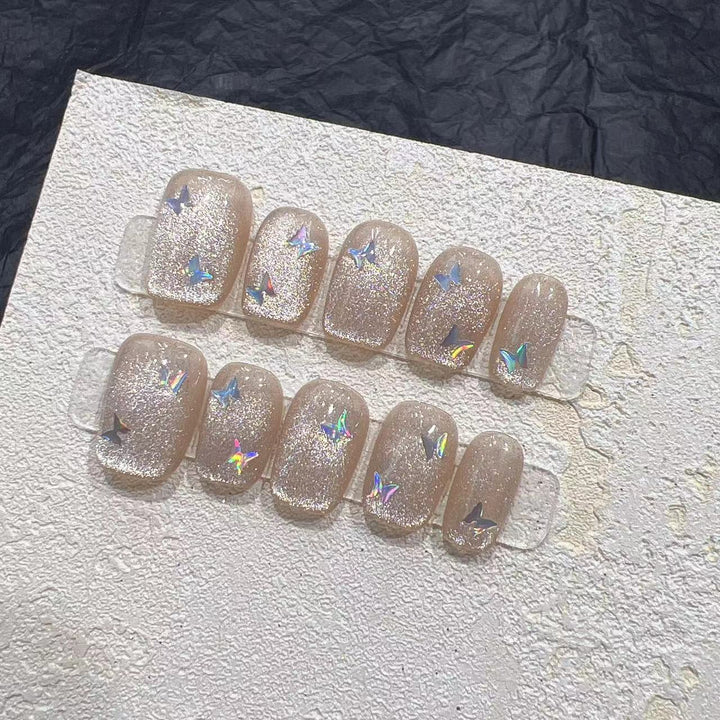Glittering Press-On Nail Set with Star Accents Bowlift