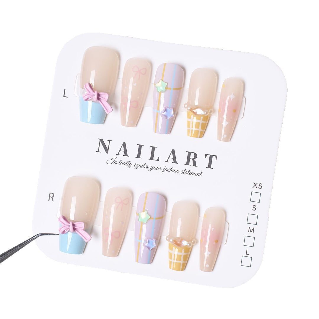 Cute Themed Press-On Nail Set Bowlift