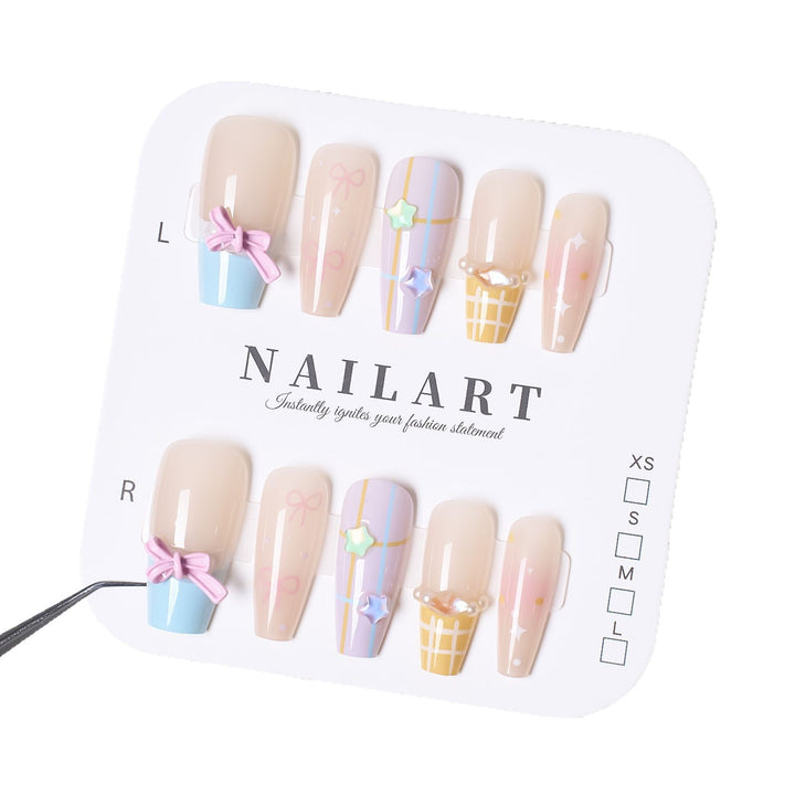 Cute Themed Press-On Nail Set Bowlift