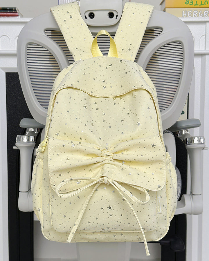 Starry Print Bow-Detail Backpack Bowlift