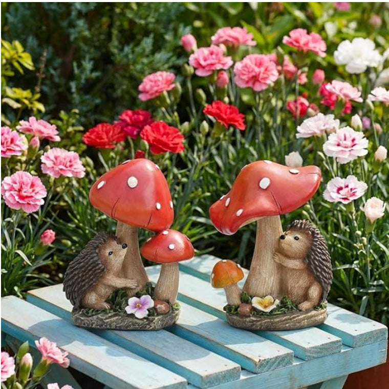 Cute decorative figure with hedgehog and fly agarics Bowlift