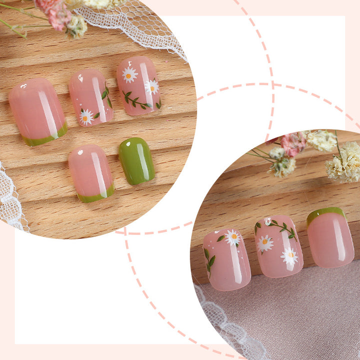 Decorative Press-On Nail Art Set with Botanical Accents Bowlift