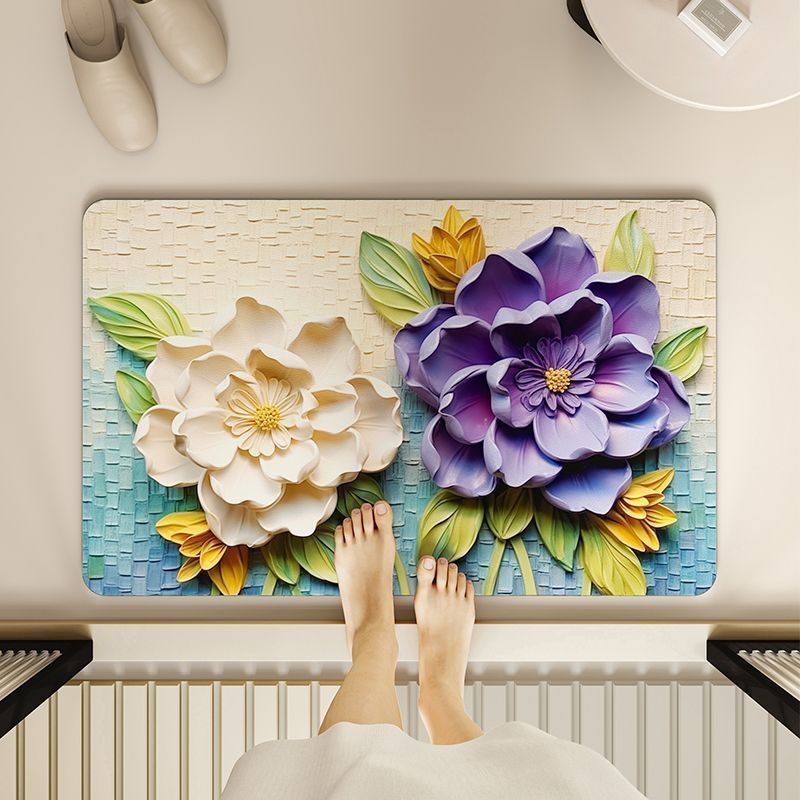 Floral Embossed Bath Mat Bowlift