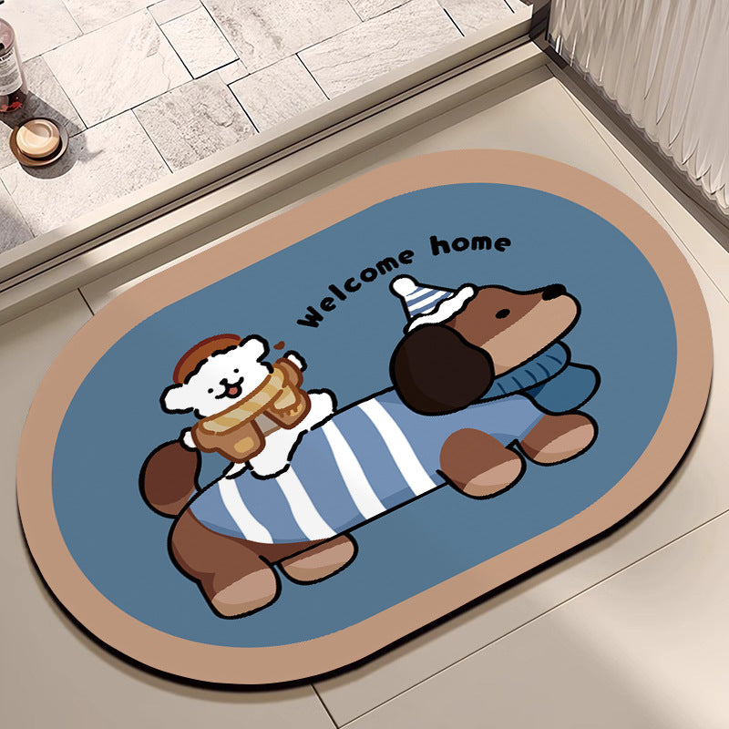Cute Cartoon Dog Bath Mat Bowlift