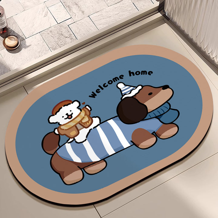 Cute Cartoon Dog Bath Mat Bowlift