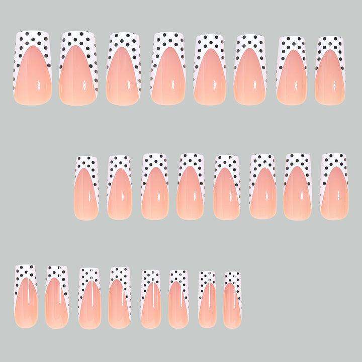 Artistic Long Press-On Nail Tips with Polka Dot Design Bowlift
