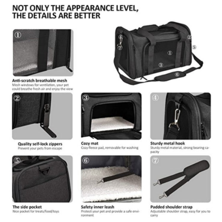 Pet Carrier with Breathable Mesh and Secure Ventilation System Bowlift