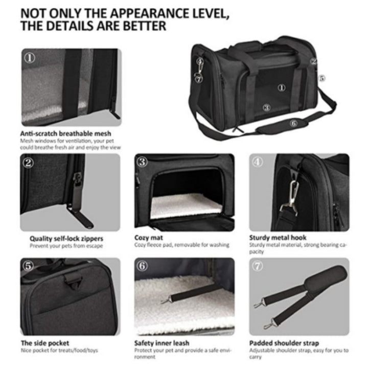 Pet Carrier with Breathable Mesh and Secure Ventilation System Bowlift