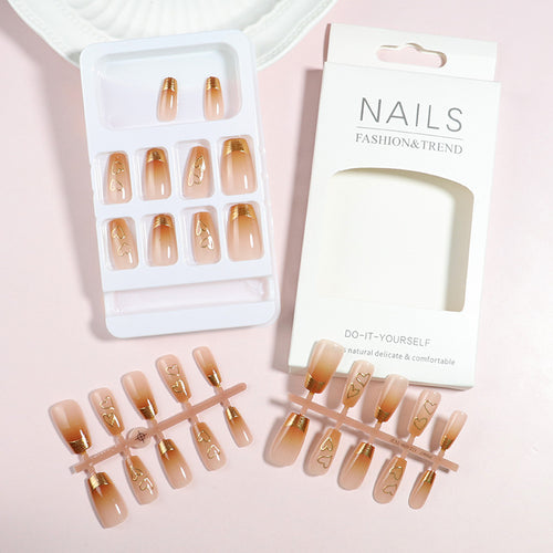 Premium Heart-Embellished Press-On Nail Set Bowlift