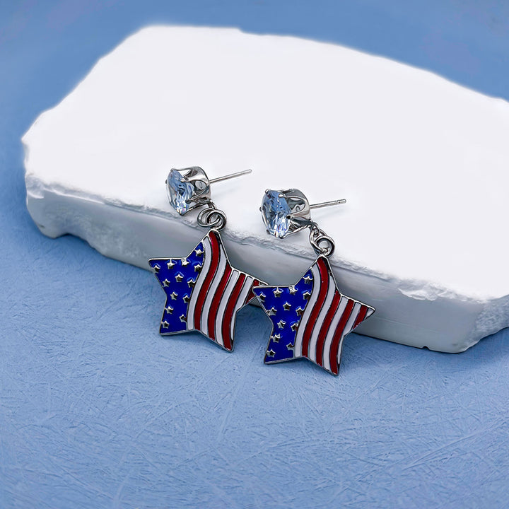 Women's nan long patriotic mesh tassel dangle earrings Bowlift