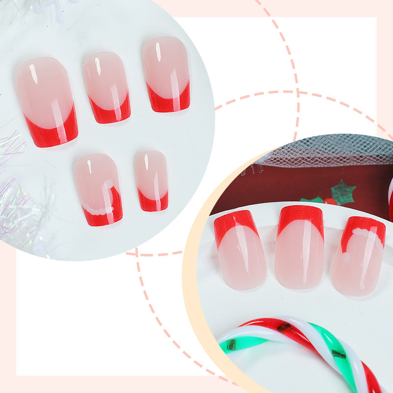 Artistic French Tip Press-On Nails Bowlift