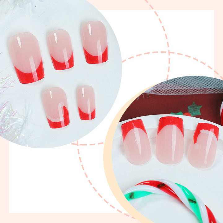 Artistic French Tip Press-On Nails Bowlift