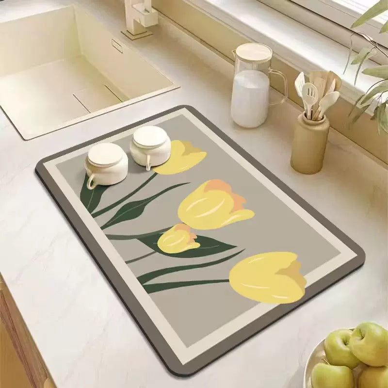 Elegant Floral Kitchen Mat