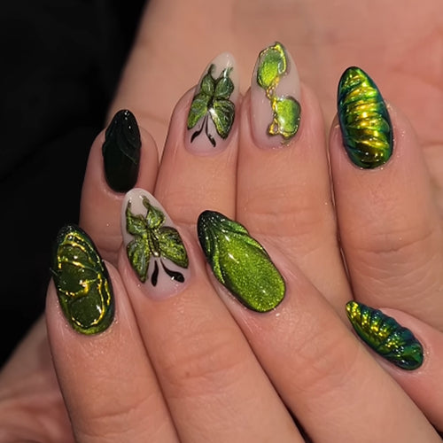 Creative Nail Art Set with Insect and Leaf Patterns Bowlift