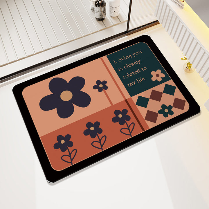 Floral Design Cotton Bath Mat Bowlift