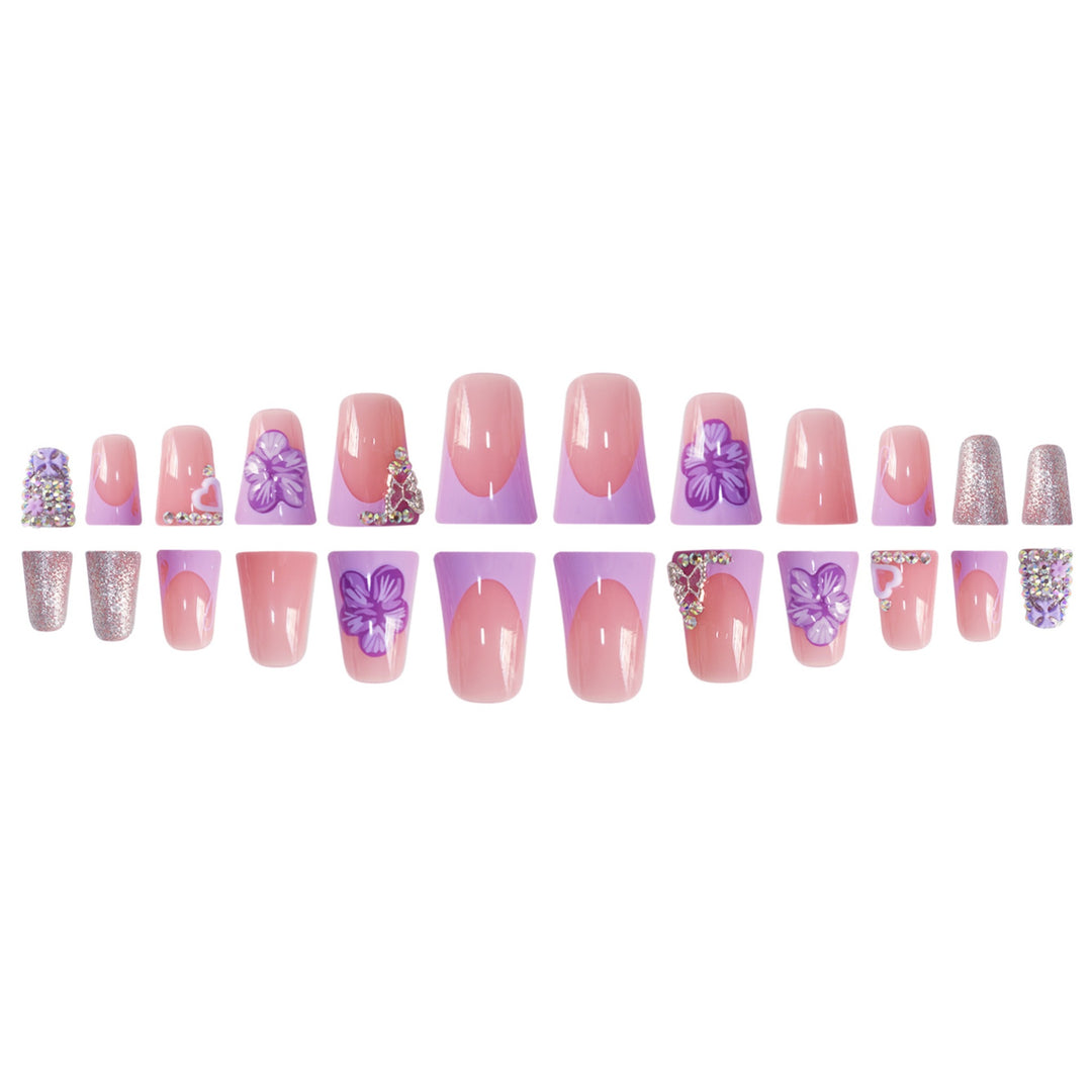 Decorative Floral Press-On Nails Bowlift