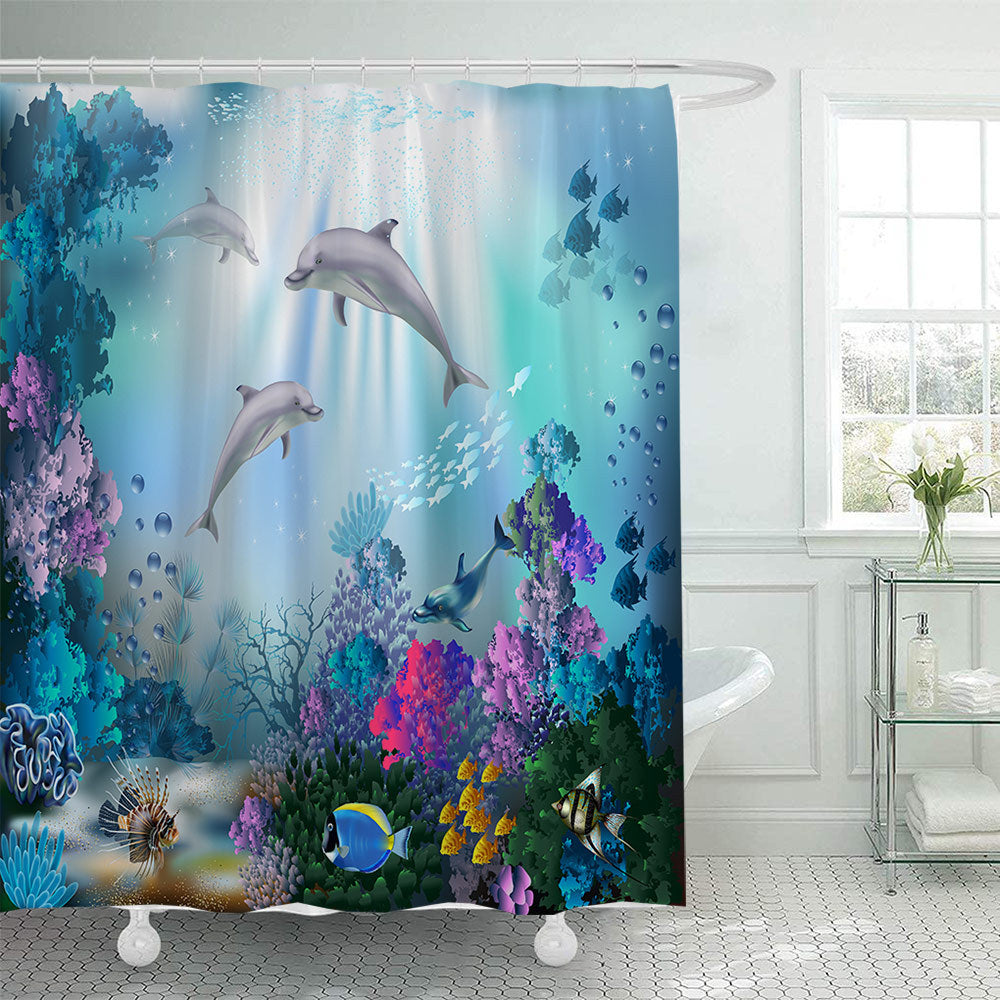 Coastal Pattern Shower Curtain Bowlift