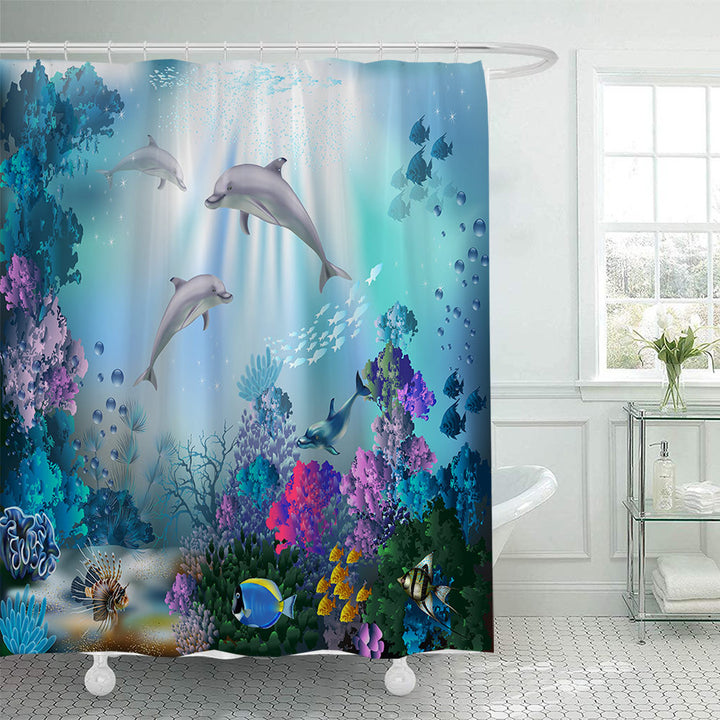 Coastal Pattern Shower Curtain Bowlift