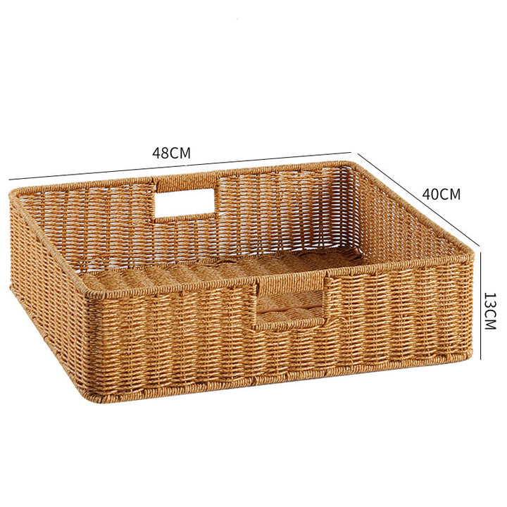 Handwoven Storage Basket with Cutout Handles Bowlift