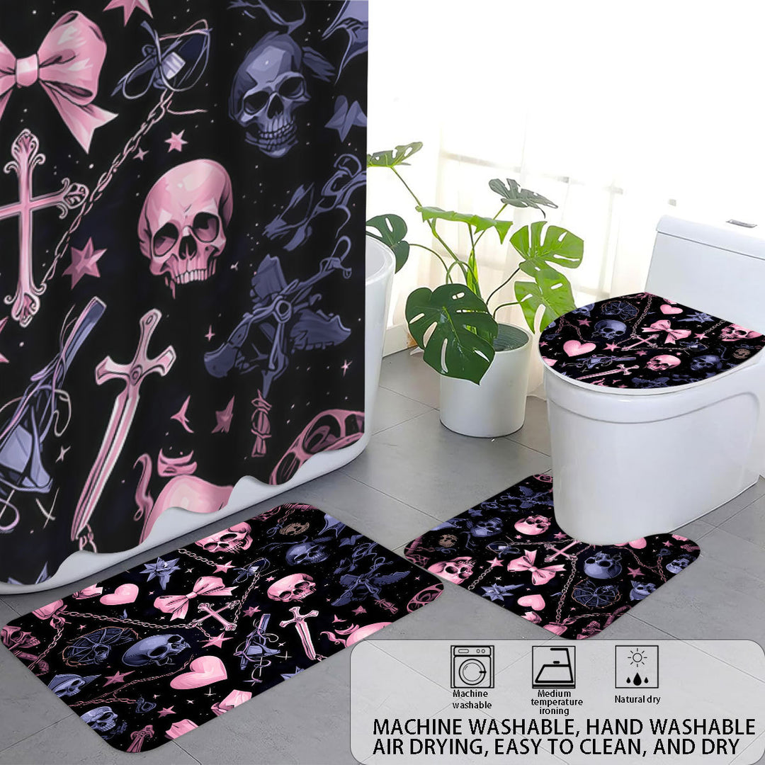 Artistic Skull and Floral Themed Bathroom Set Bowlift