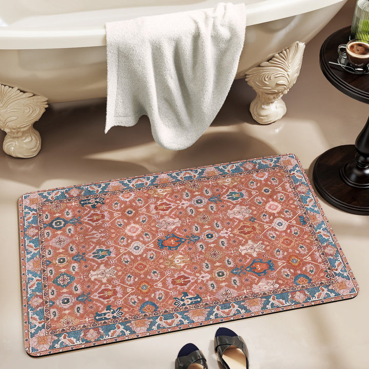 Elegant Vintage Floral Bath Mat Bowlift