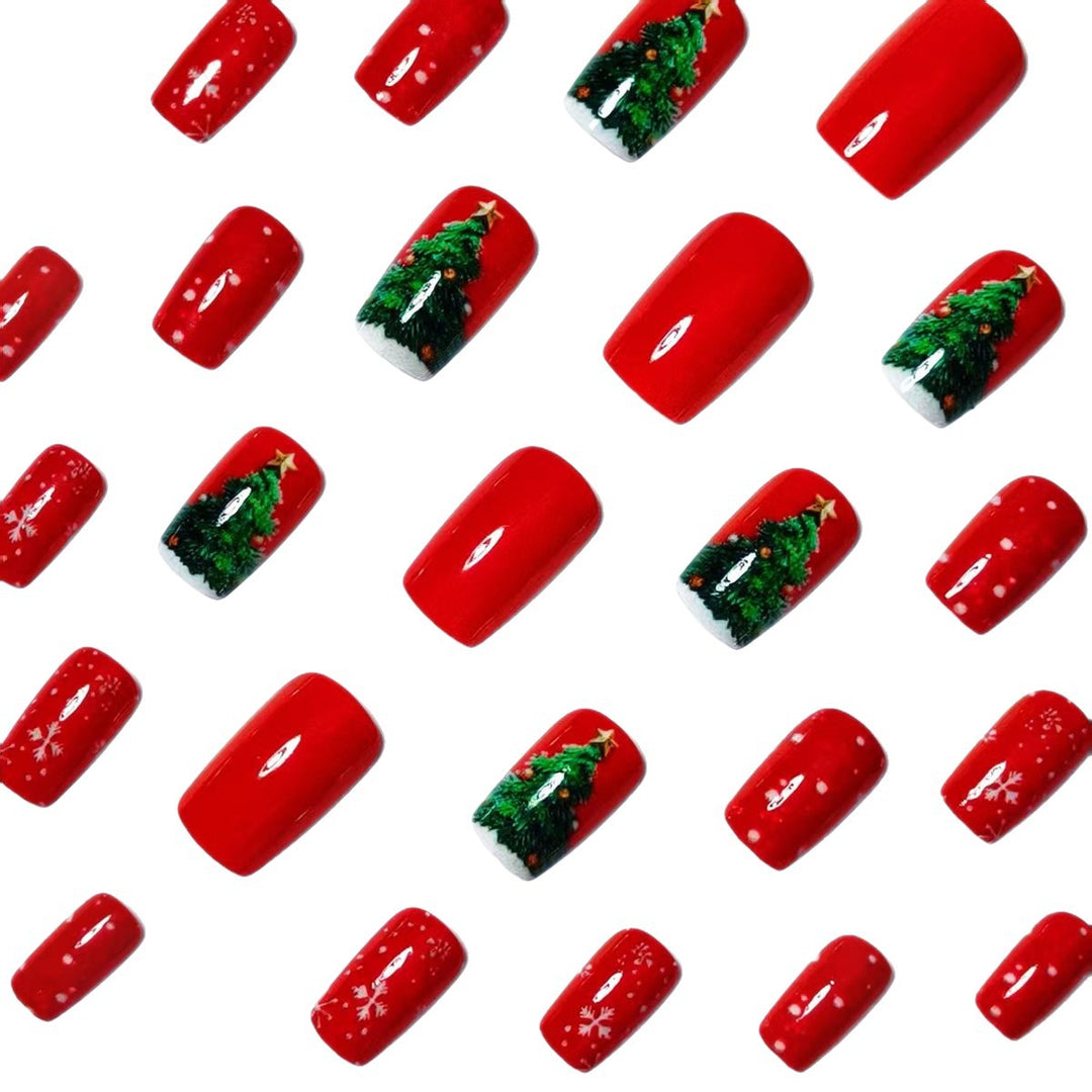 Festive 3D Christmas Tree Nail Art Bowlift