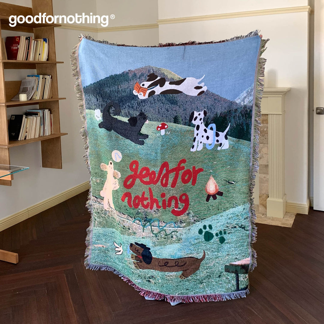 Artistic Pet-Themed Woven Throw Blanket