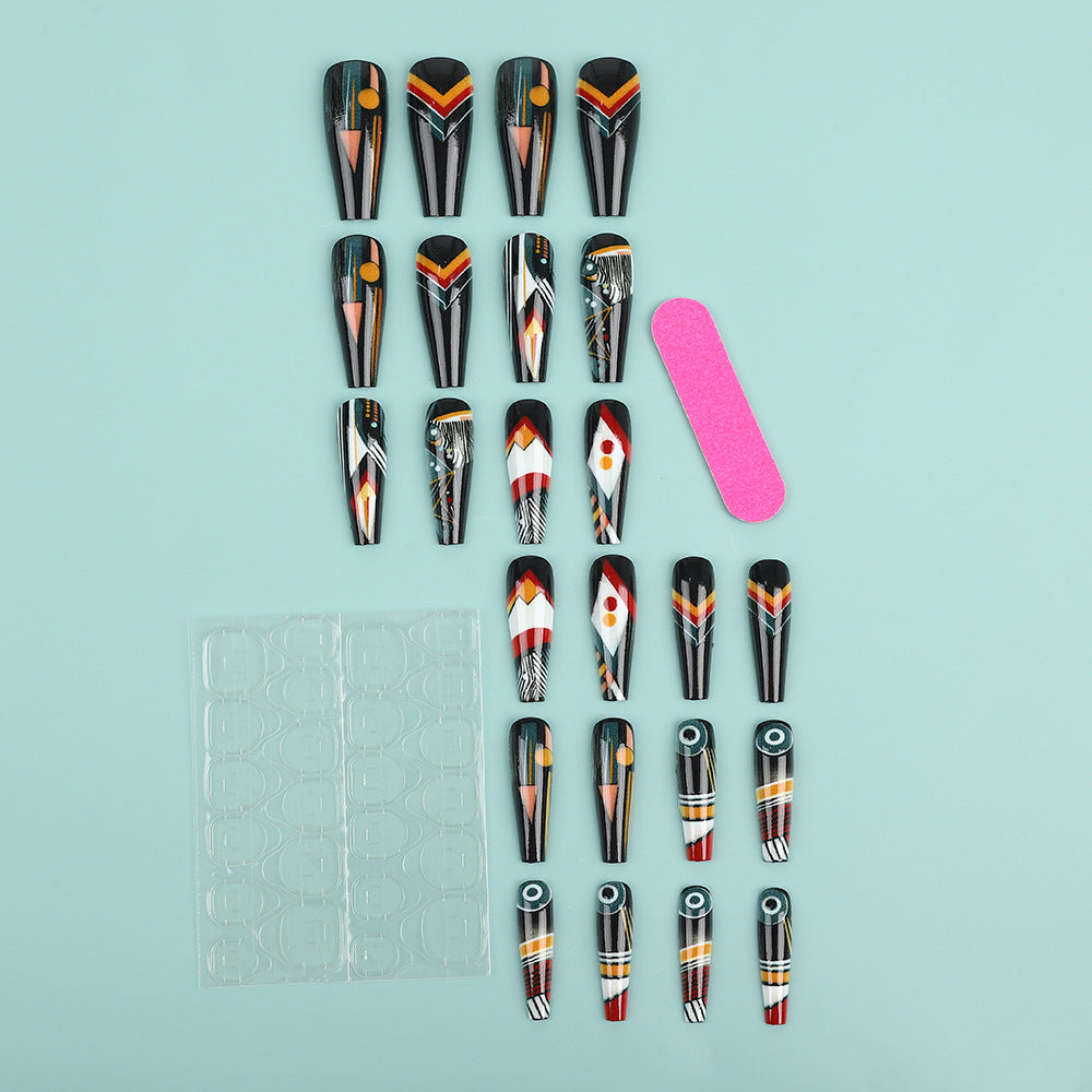 Artificial nails with creative tribal design Bowlift