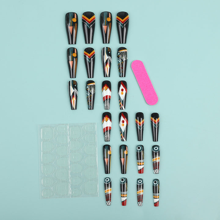 Artificial nails with creative tribal design Bowlift