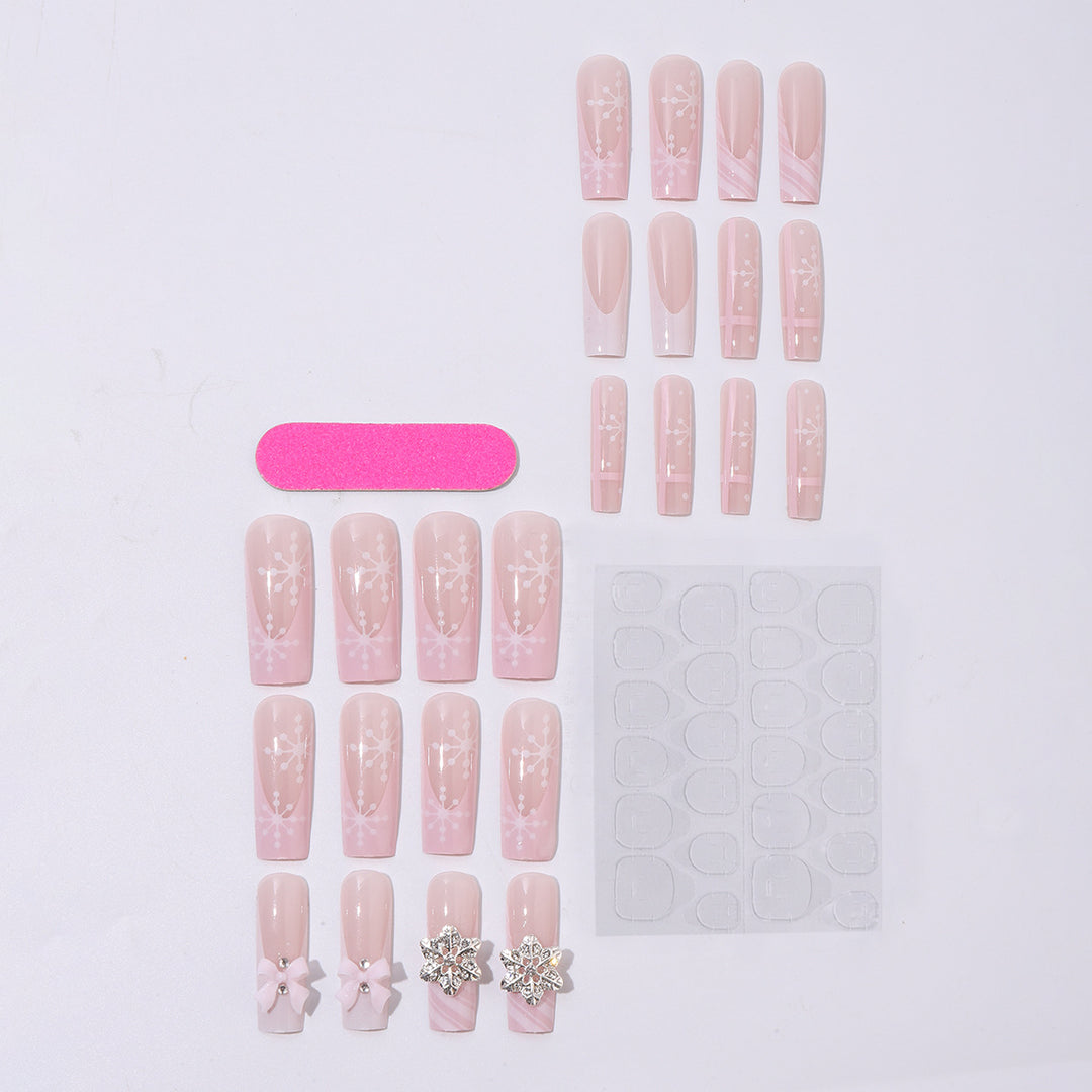 Creative Nail Art Set with Delicate Flower and Glitter Accents Bowlift
