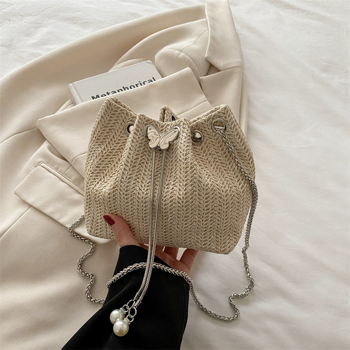 Elegant Woven Drawstring Mini Handbag Bowlift
