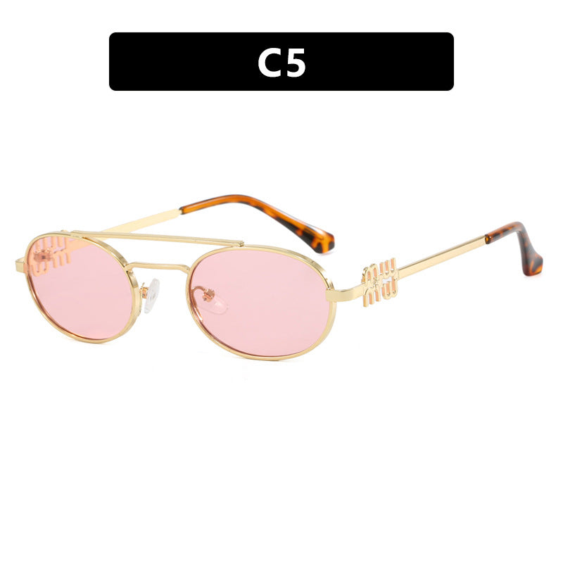 Women's elegant oval sunglasses with luxurious metal frame Bowlift