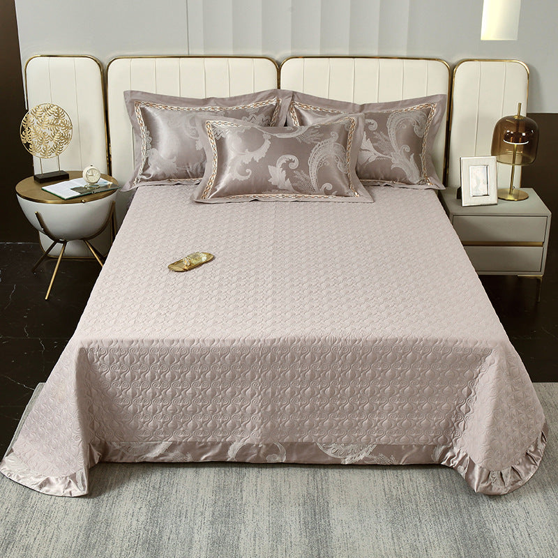 Quilted Microfiber Matelassé Bedspread with Satin Border & Matching Pillow Shams