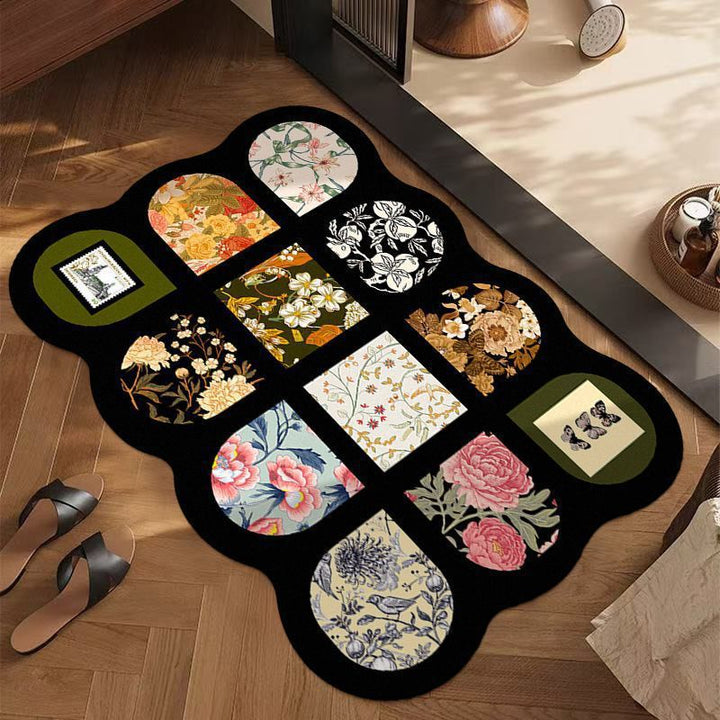 Artistic Floral Patterned Area Rug Bowlift