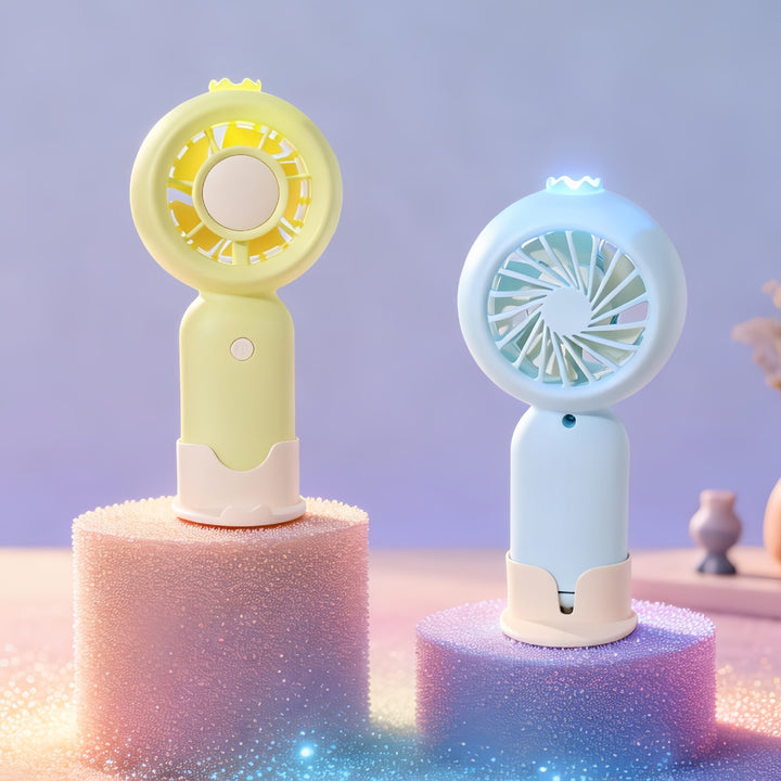 Ladies portable battery-operated fan with LED lighting Bowlift