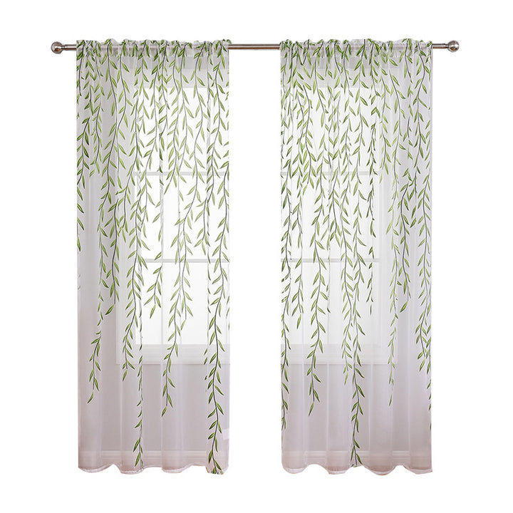 Sheer Leaf-Patterned Window Drapery