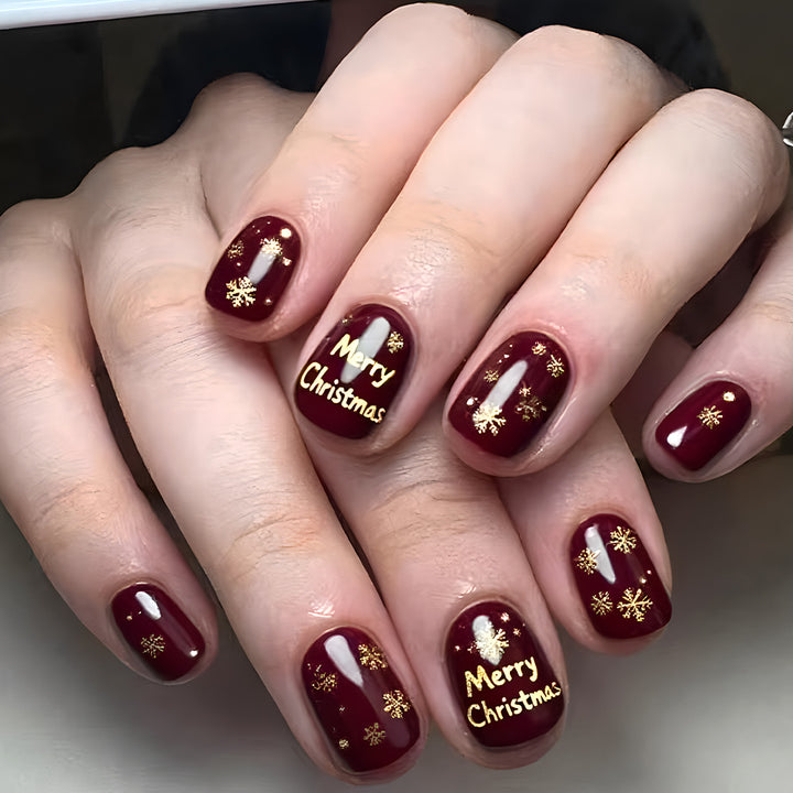 Festive Christmas-Themed Press-On Nail Art Bowlift 1787543209