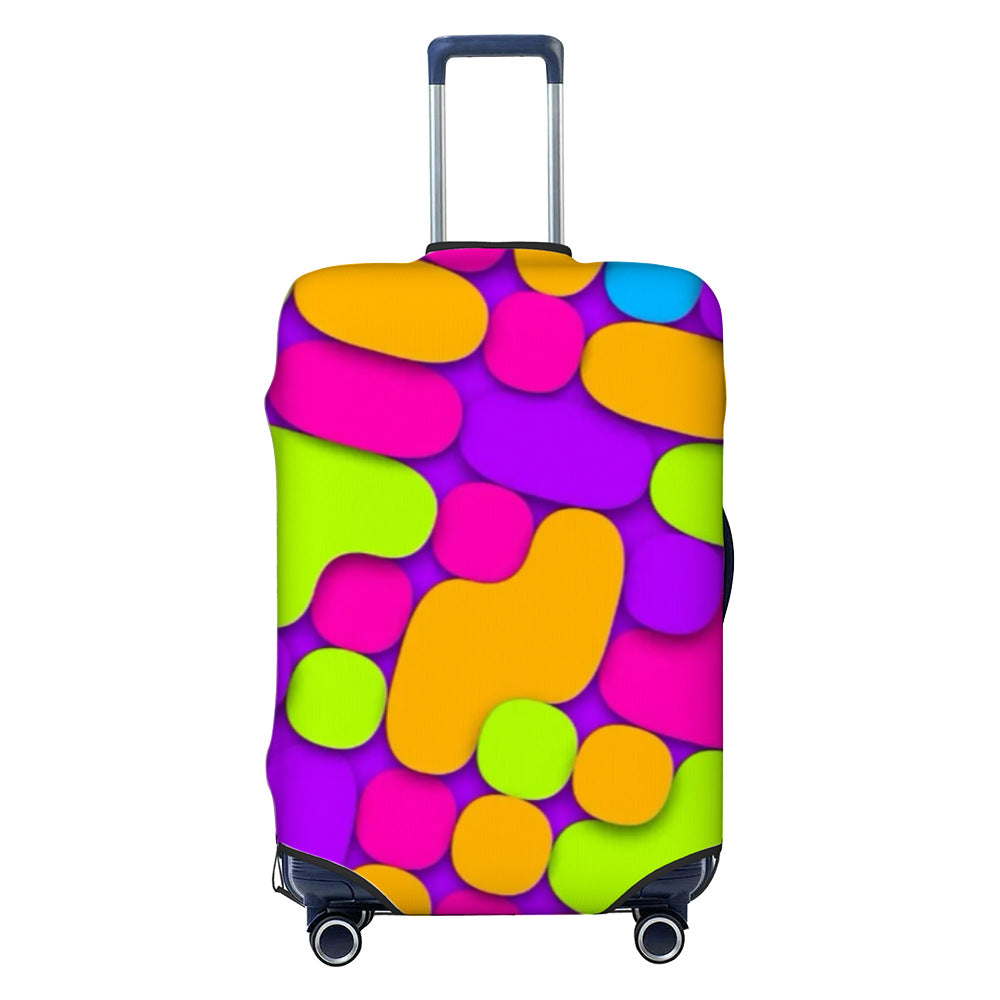 Unisex non-elastic luggage cover with graffiti print and zipper opening, stretchable protective cover with non-slip inner fastening Bowlift