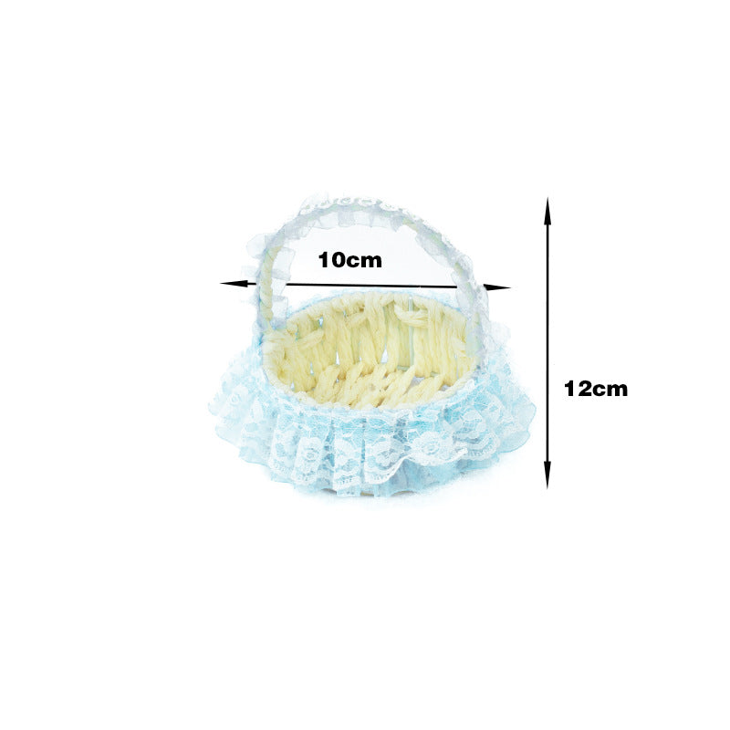 Decorative Lace Trim Woven Basket Bowlift