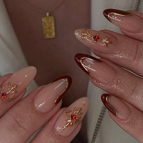 Premium Artistic Full Cover Press-On Nail Set Bowlift