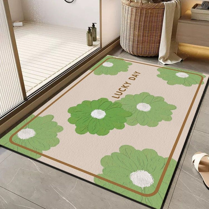 Cheerful Floral Message Bath Mat Bowlift