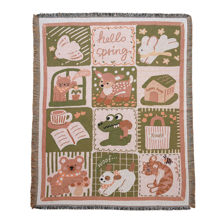 Whimsical Spring-Themed Throw Blanket