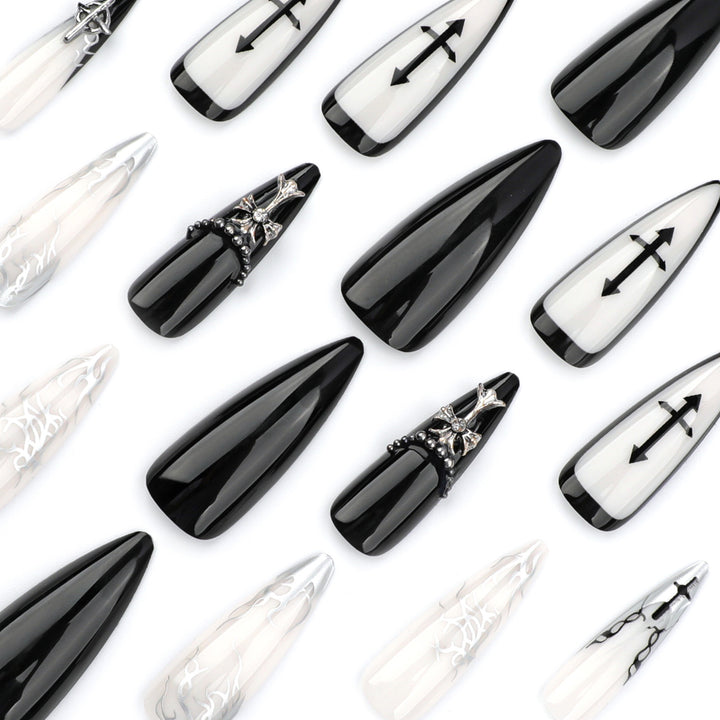 Artistic stiletto nails with unique 3D details and elegant accents Bowlift