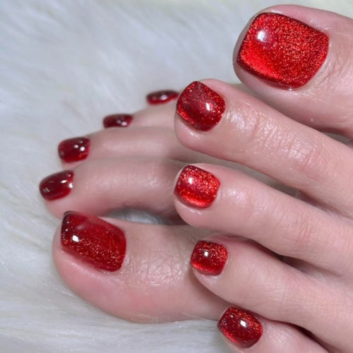 Glittering Pedicure Press-On Toenails Bowlift