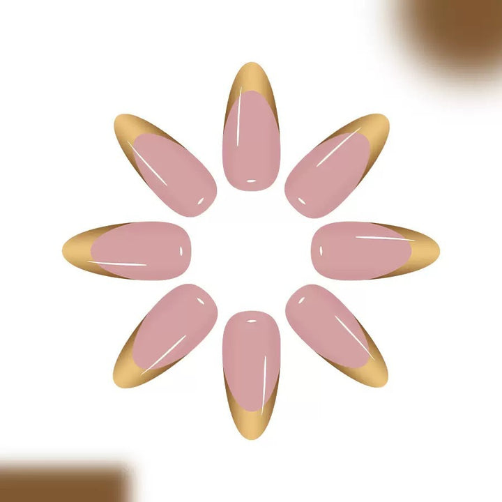 Artificial nail set with elegant gold tip design Bowlift