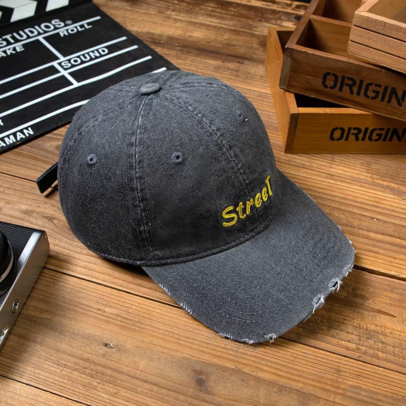 Women's Distressed Denim Baseball Cap Bowlift 1784084141